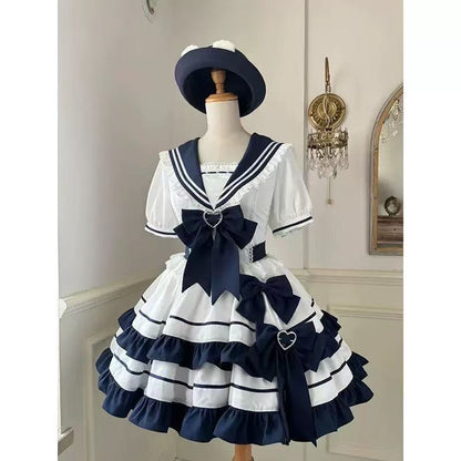 Sailor Princess Lolita Dress – Navy Blue Kawaii Ruffle Dress