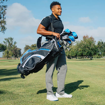 Precise S7 Men's 18-Piece Complete Golf Club Set – Titanium Driver, Fairway Woods, Hybrid, 5-SW Irons, Putter & Stand Bag, Right Handed