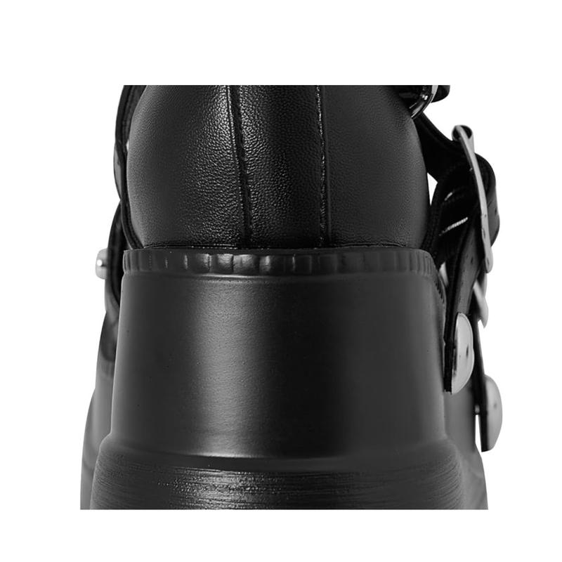 Back view of chunky black Lolita platform shoes