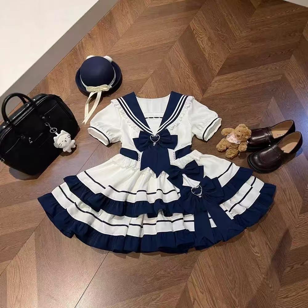 Sailor Princess Lolita Dress – Navy Blue Kawaii Ruffle Dress