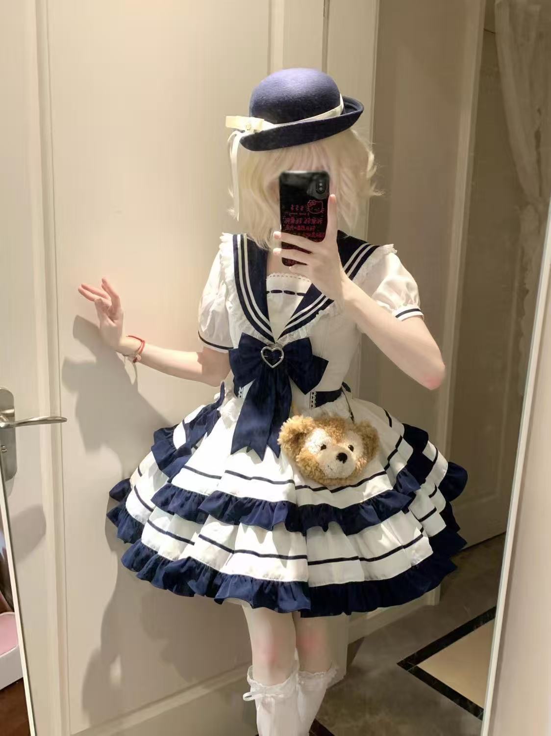 Sailor Princess Lolita Dress – Navy Blue Kawaii Ruffle Dress