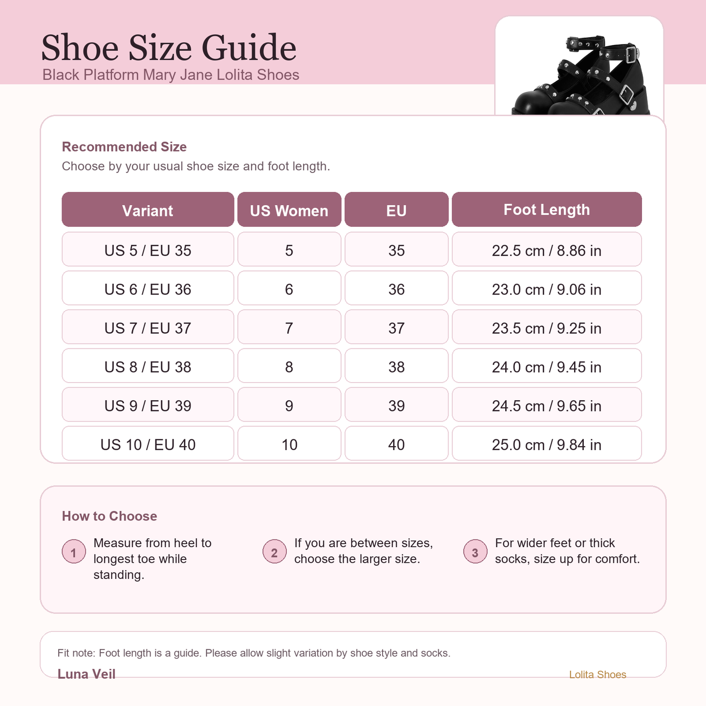Black Platform Mary Jane Lolita Shoes - Buckle Strap Kawaii Heels